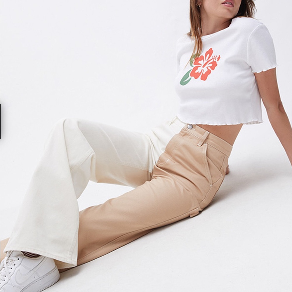 PacSun Two-Tone Ultra High Waisted Flare Carpenter Pants size 25